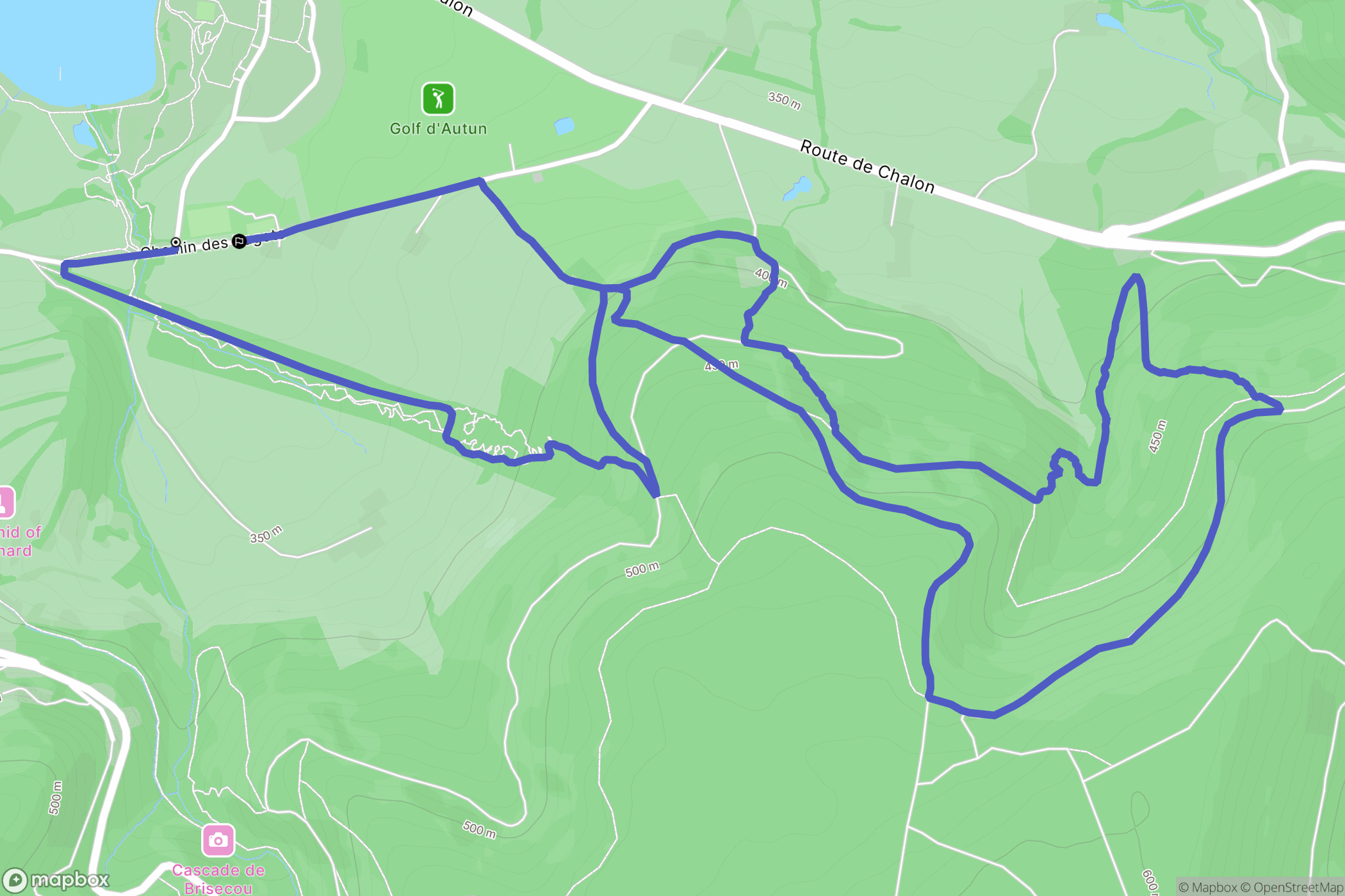 Autun : carte du parcours de randonnée - France