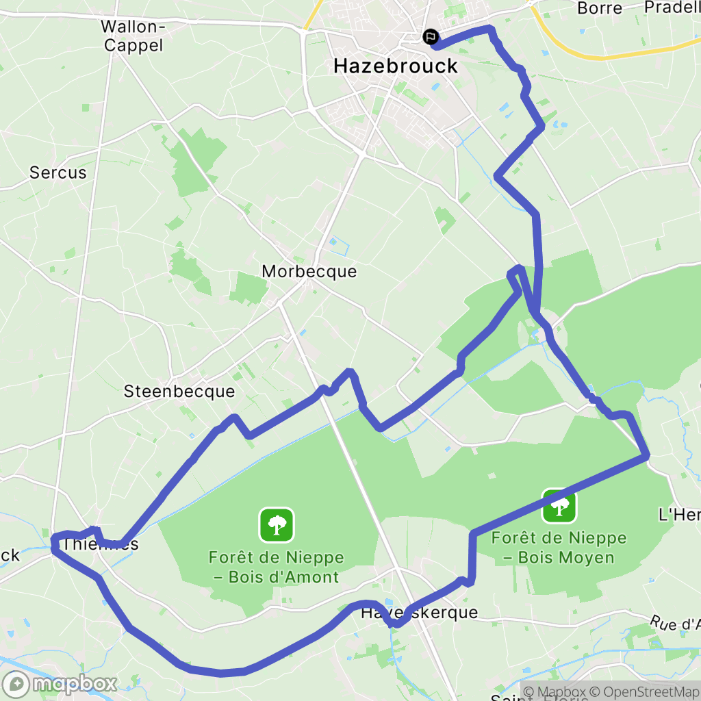 Hazebrouck : carte du parcours de randonnée - France