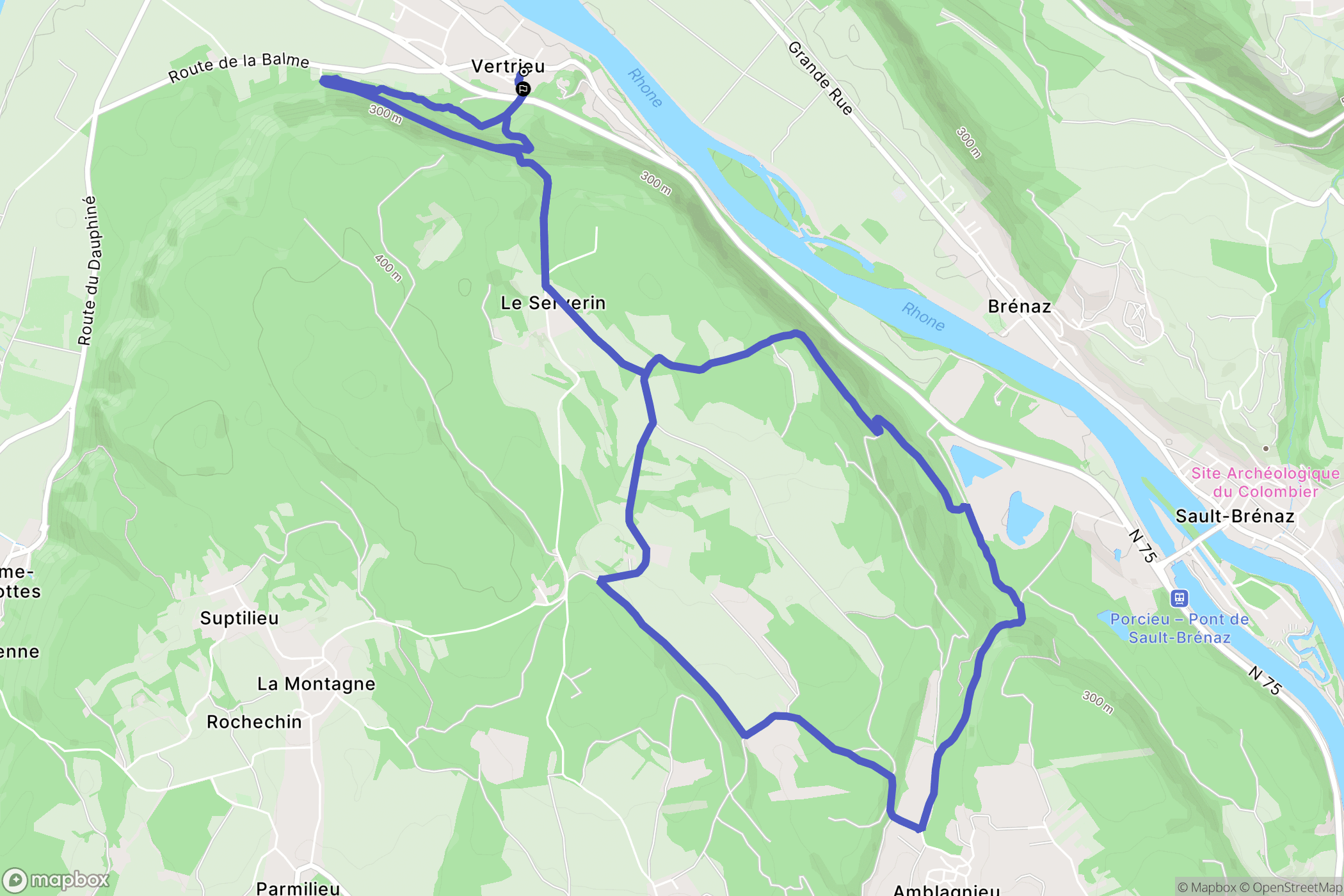 Vertrieu : carte du parcours de randonnée - France