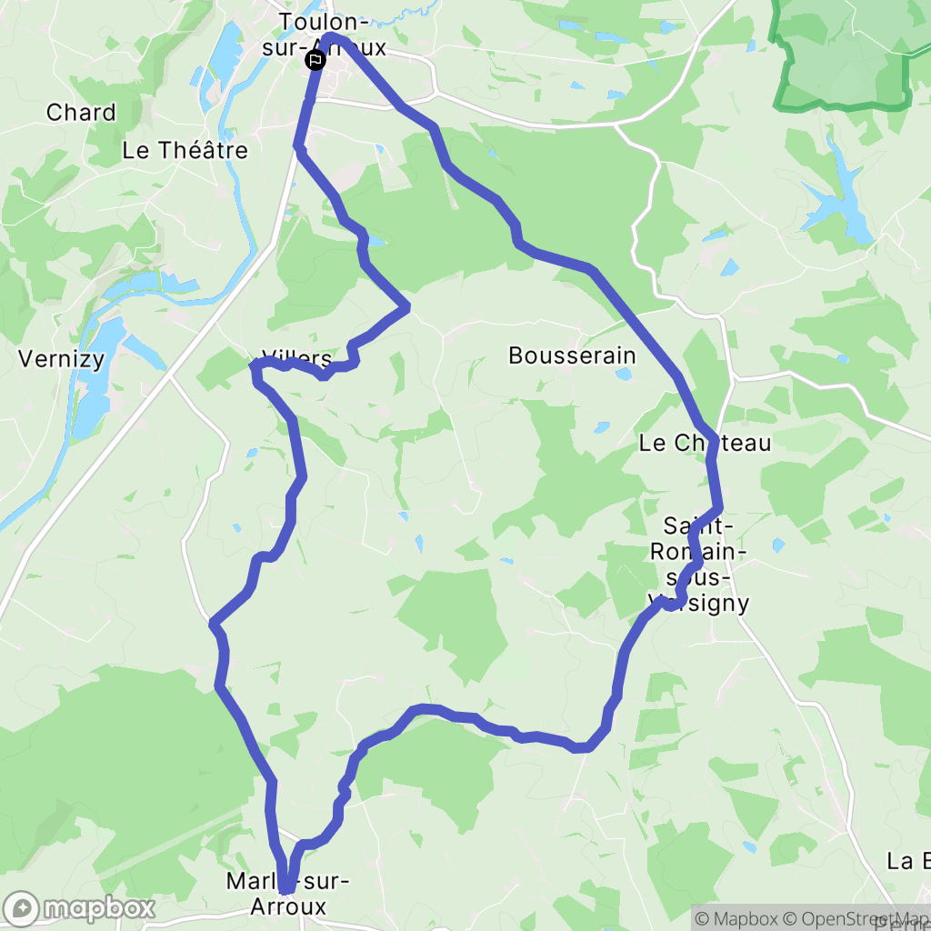 Toulon-sur-Arroux : carte du parcours de randonnée - France