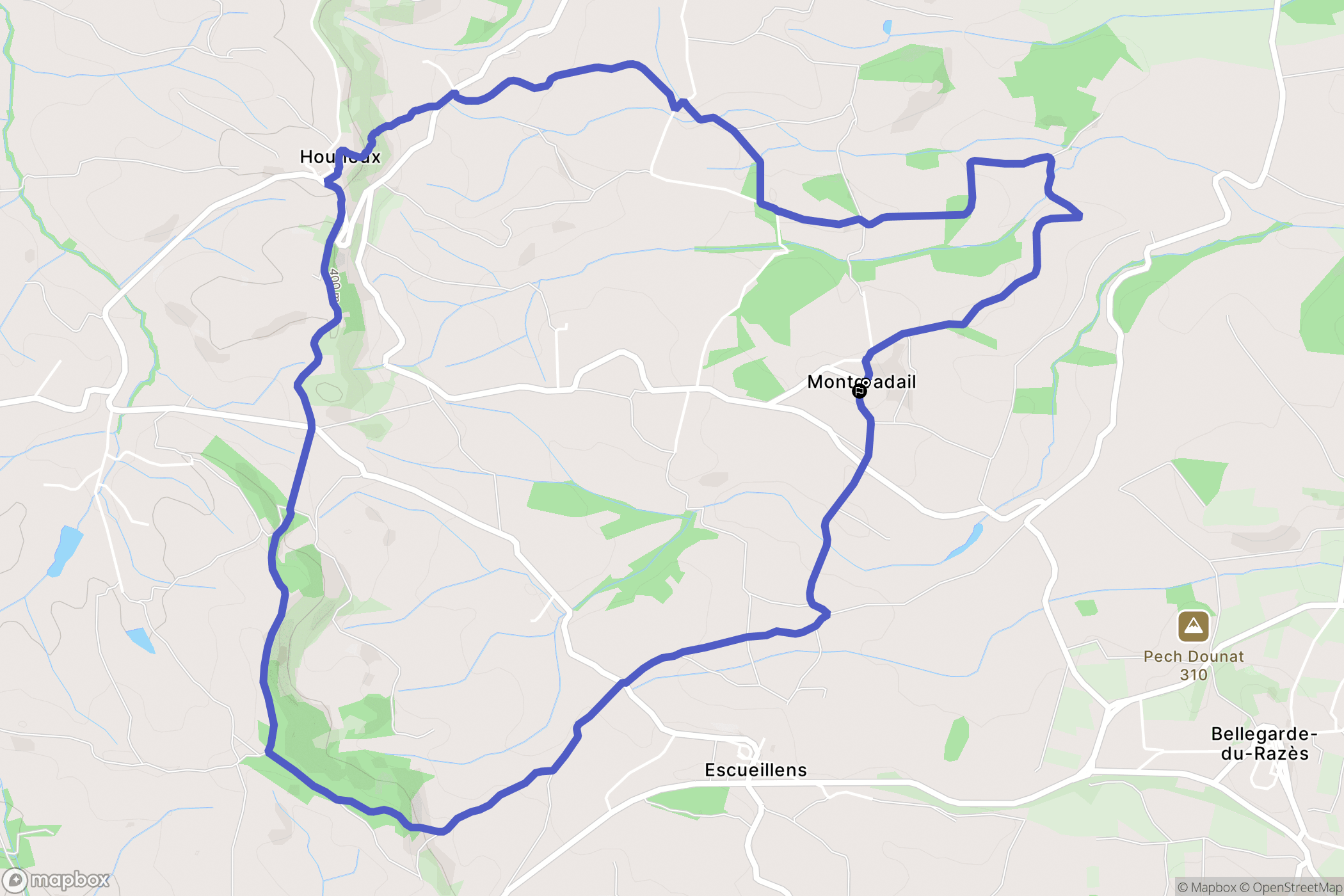 Montgradail : carte du parcours de randonnée - France
