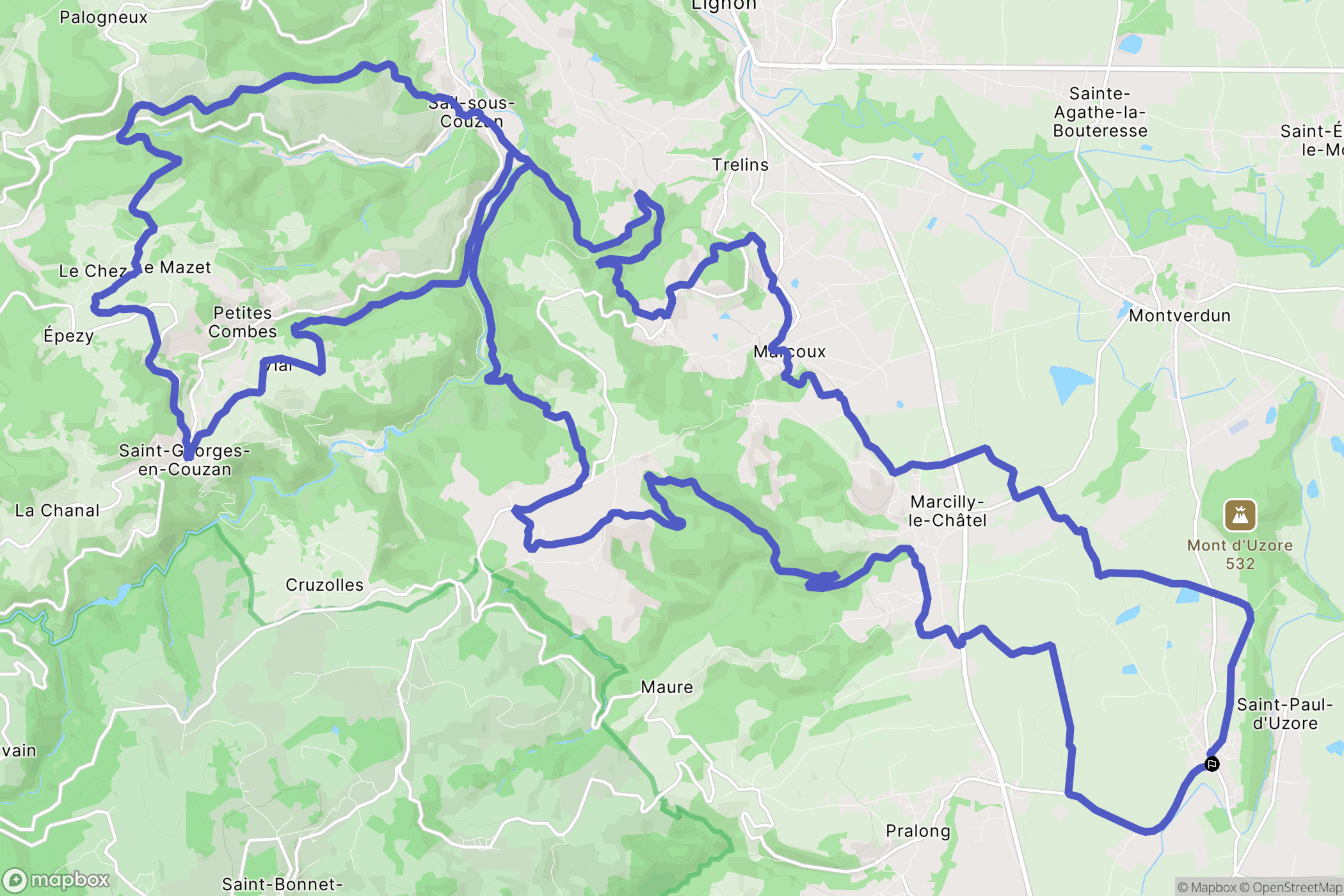 Chalain-d'Uzore : carte du parcours de randonnée - France