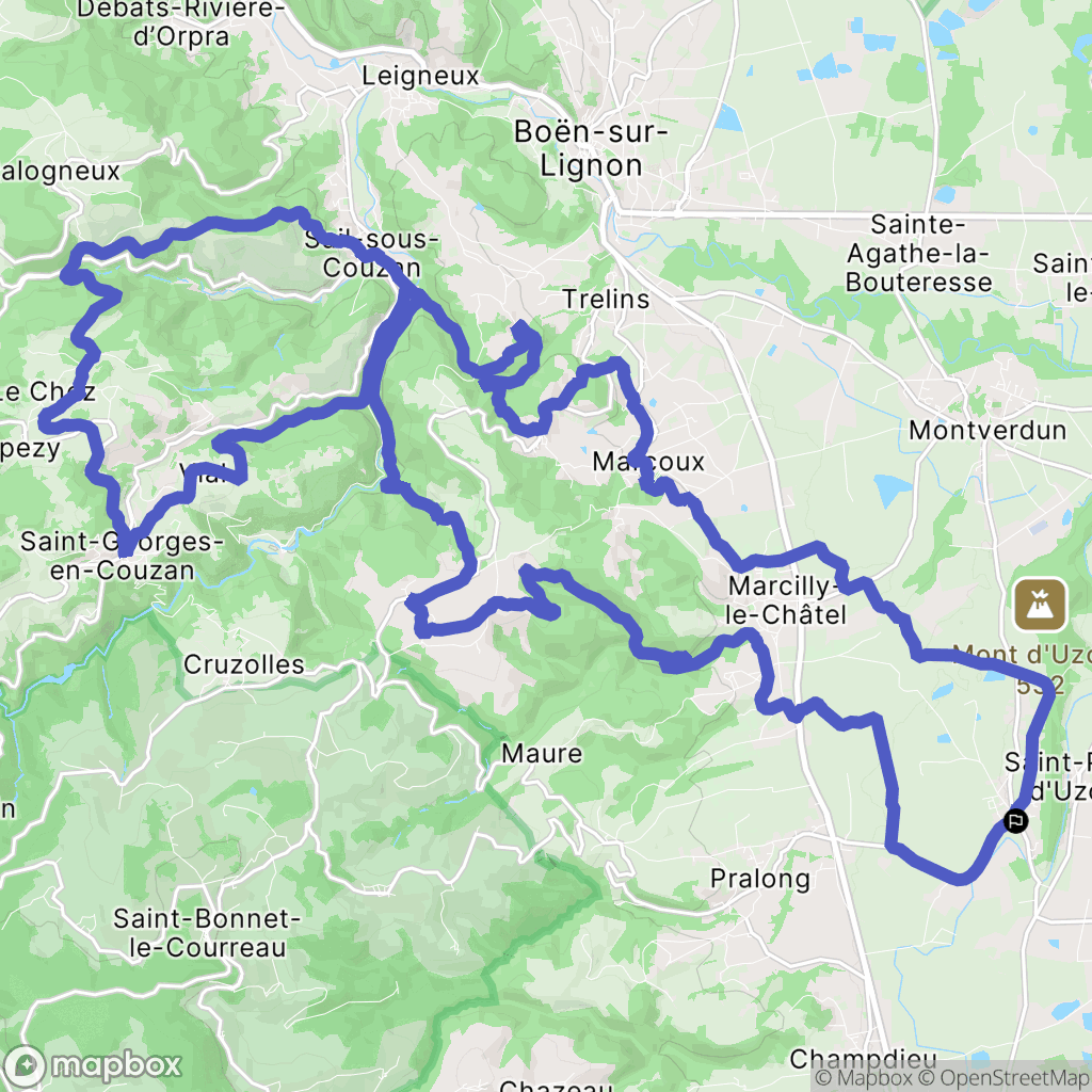 Chalain-d'Uzore : carte du parcours de randonnée - France