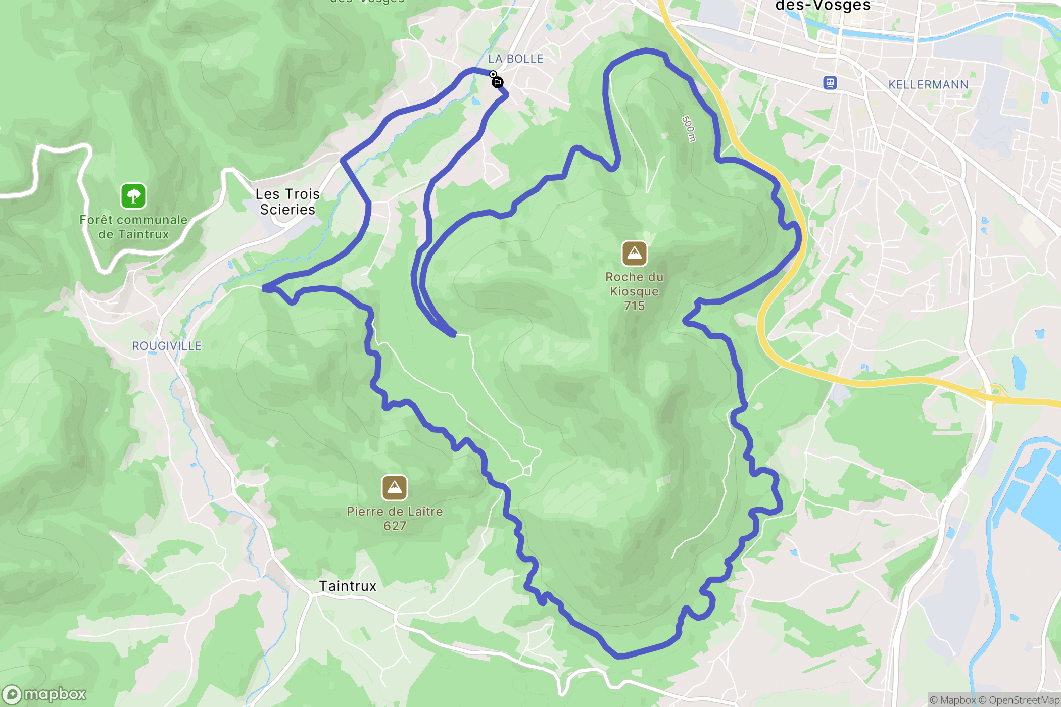 Saint-Dié-des-Vosges : carte du parcours de randonnée - France
