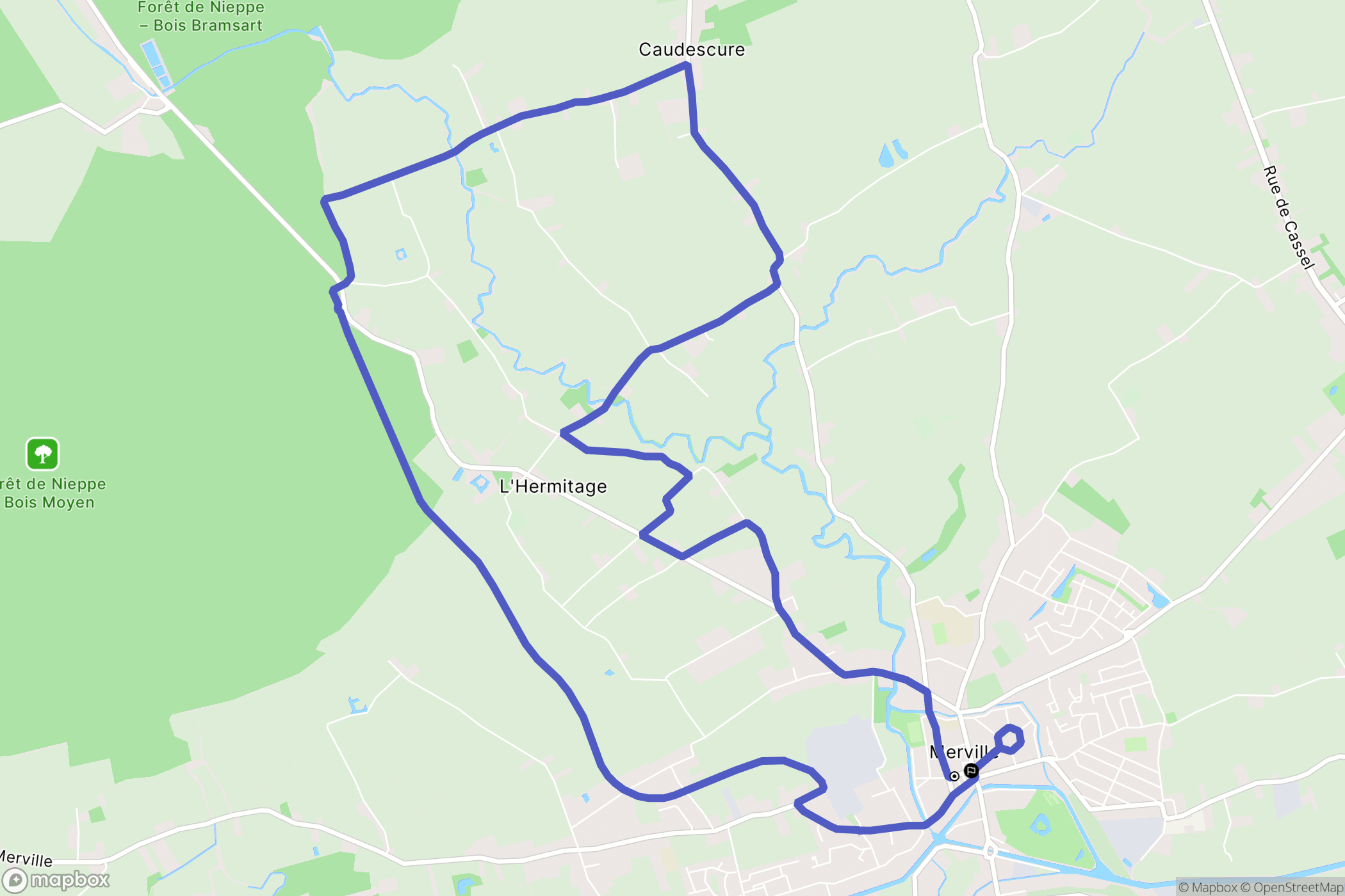 Merville : carte du parcours de randonnée - France
