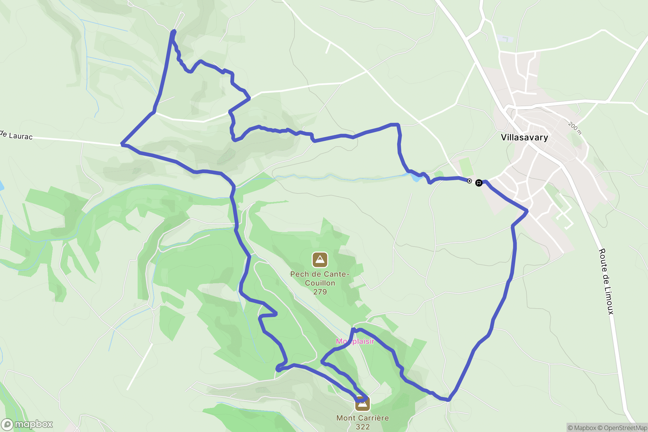 Villasavary : carte du parcours de randonnée - France