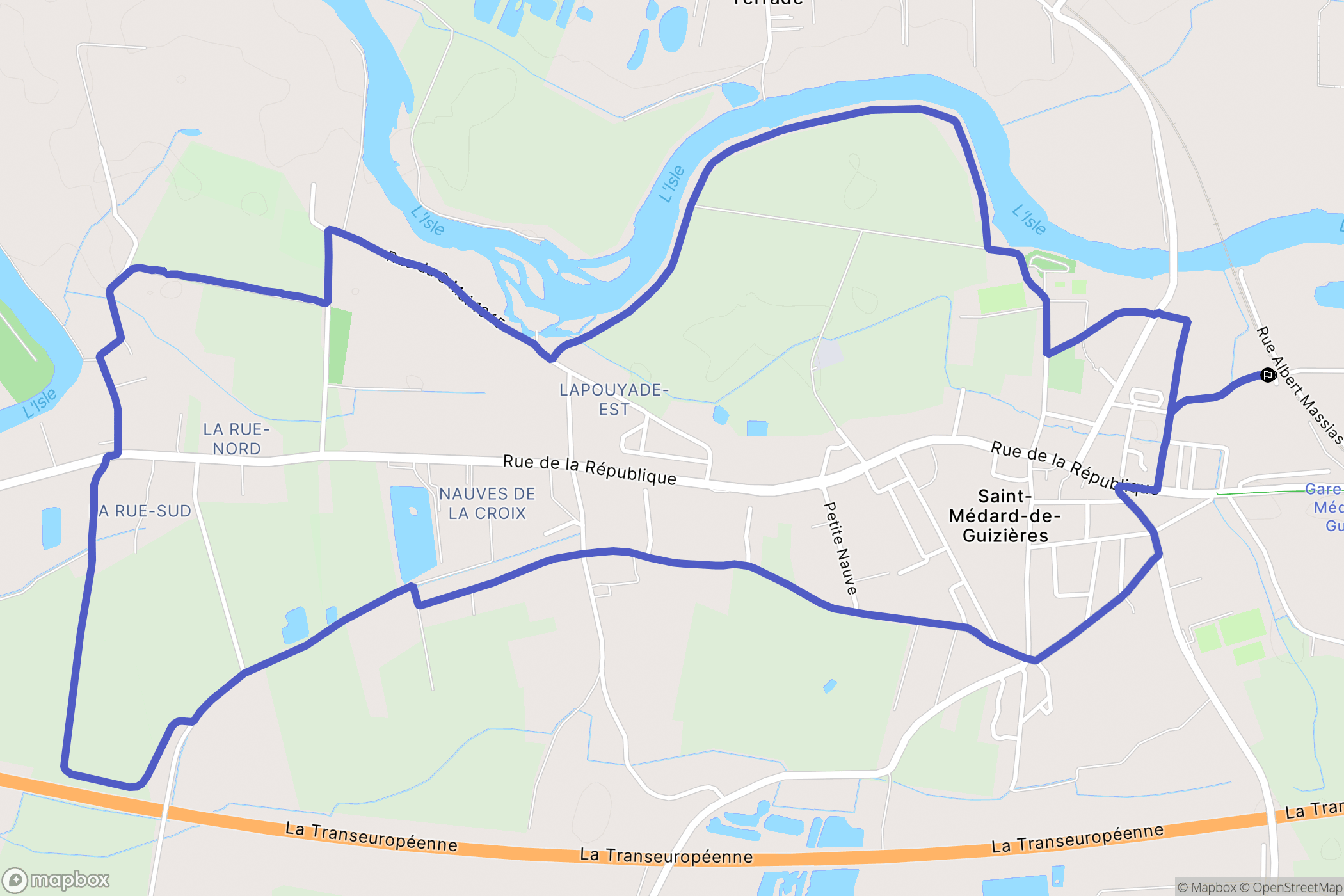 Saint-Médard-de-Guizières : carte du parcours de randonnée - France