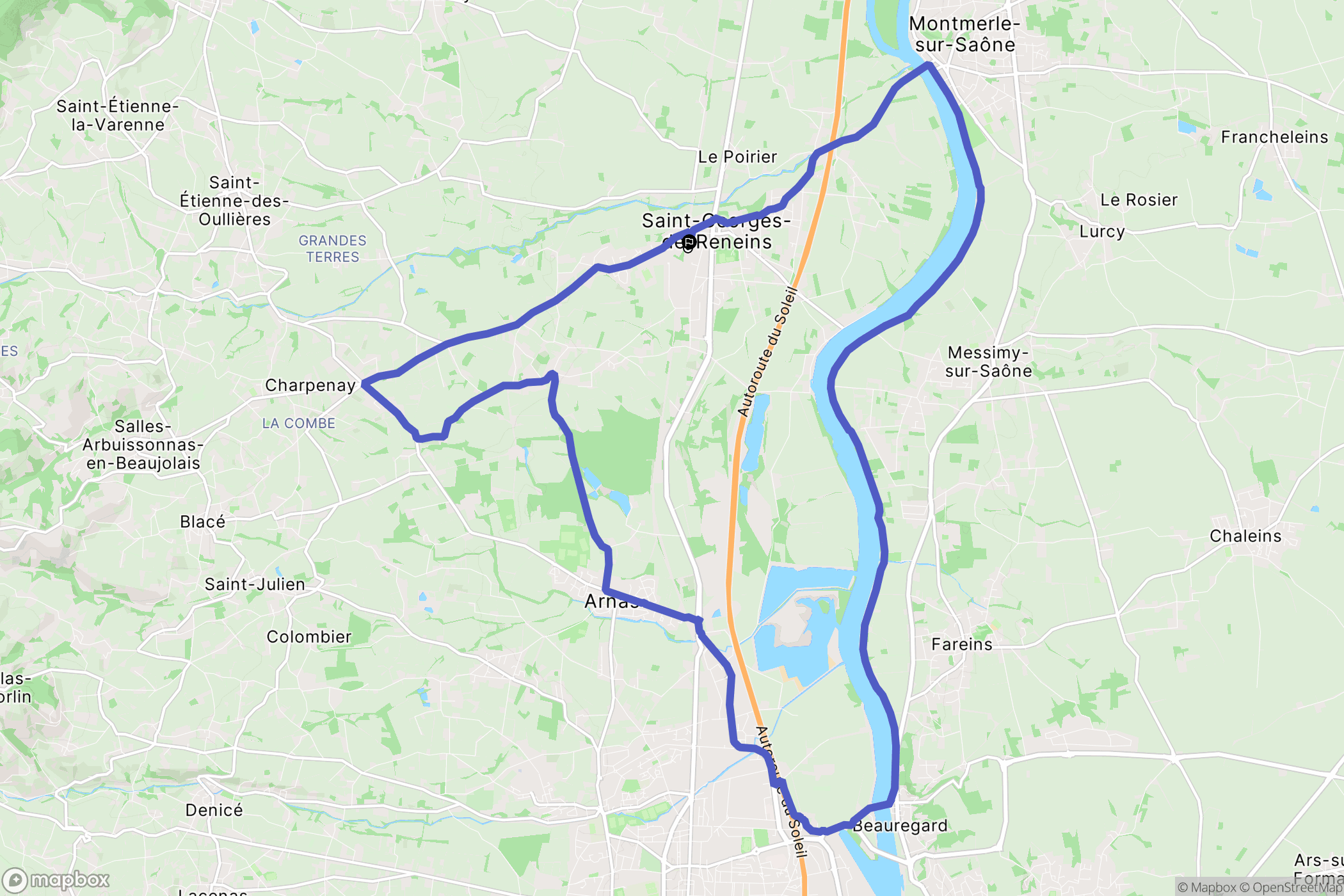 Saint-Georges-de-Reneins : carte du parcours de randonnée - France