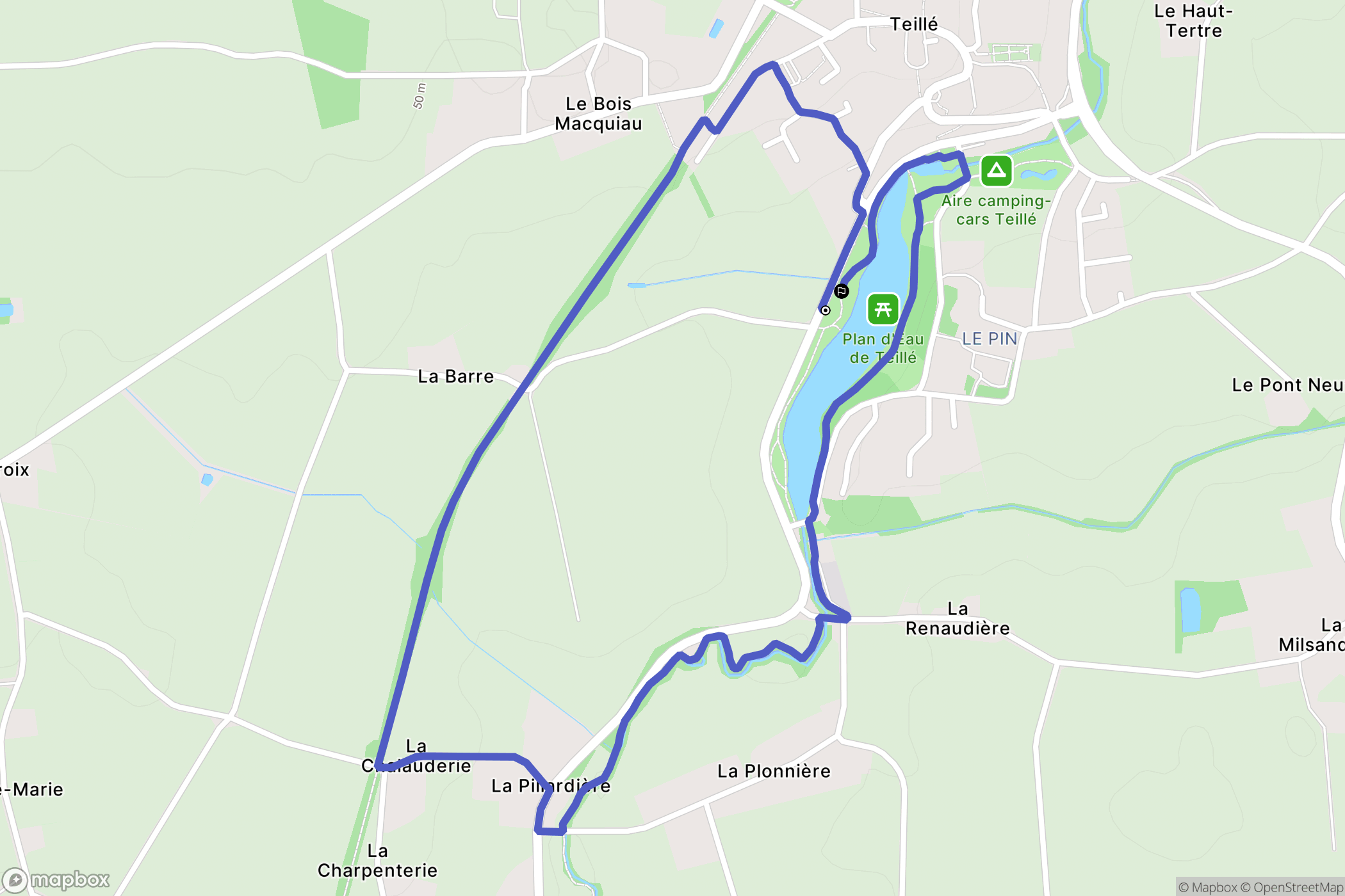 Teillé : carte du parcours de randonnée - France