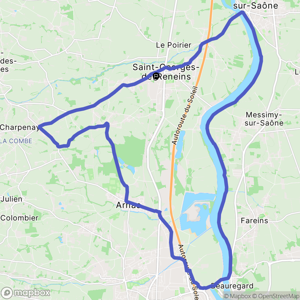 Saint-Georges-de-Reneins : carte du parcours de randonnée - France