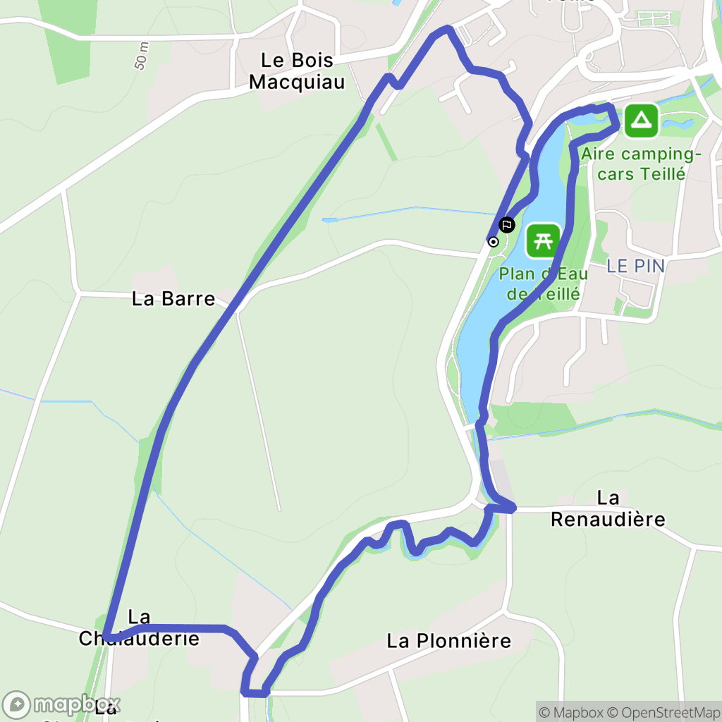 Teillé : carte du parcours de randonnée - France