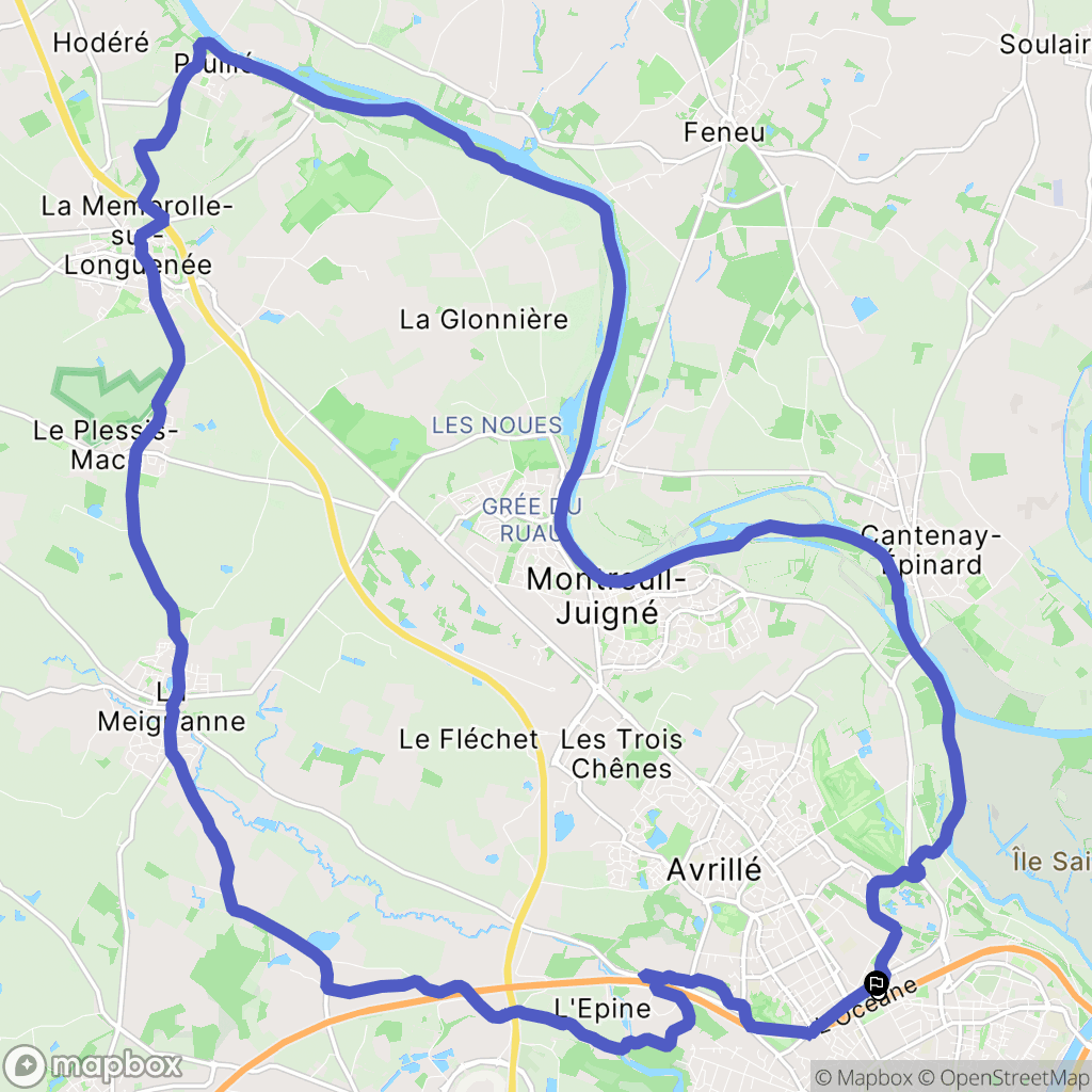 Angers : carte du parcours de randonnée - France