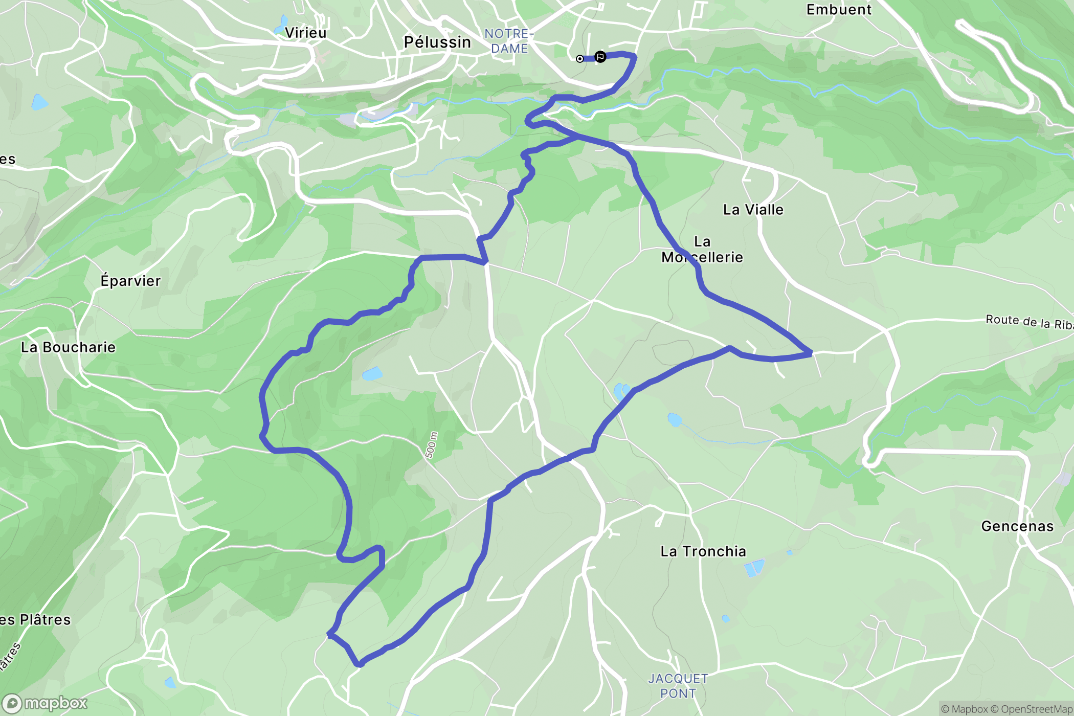 Pélussin : carte du parcours de randonnée - France
