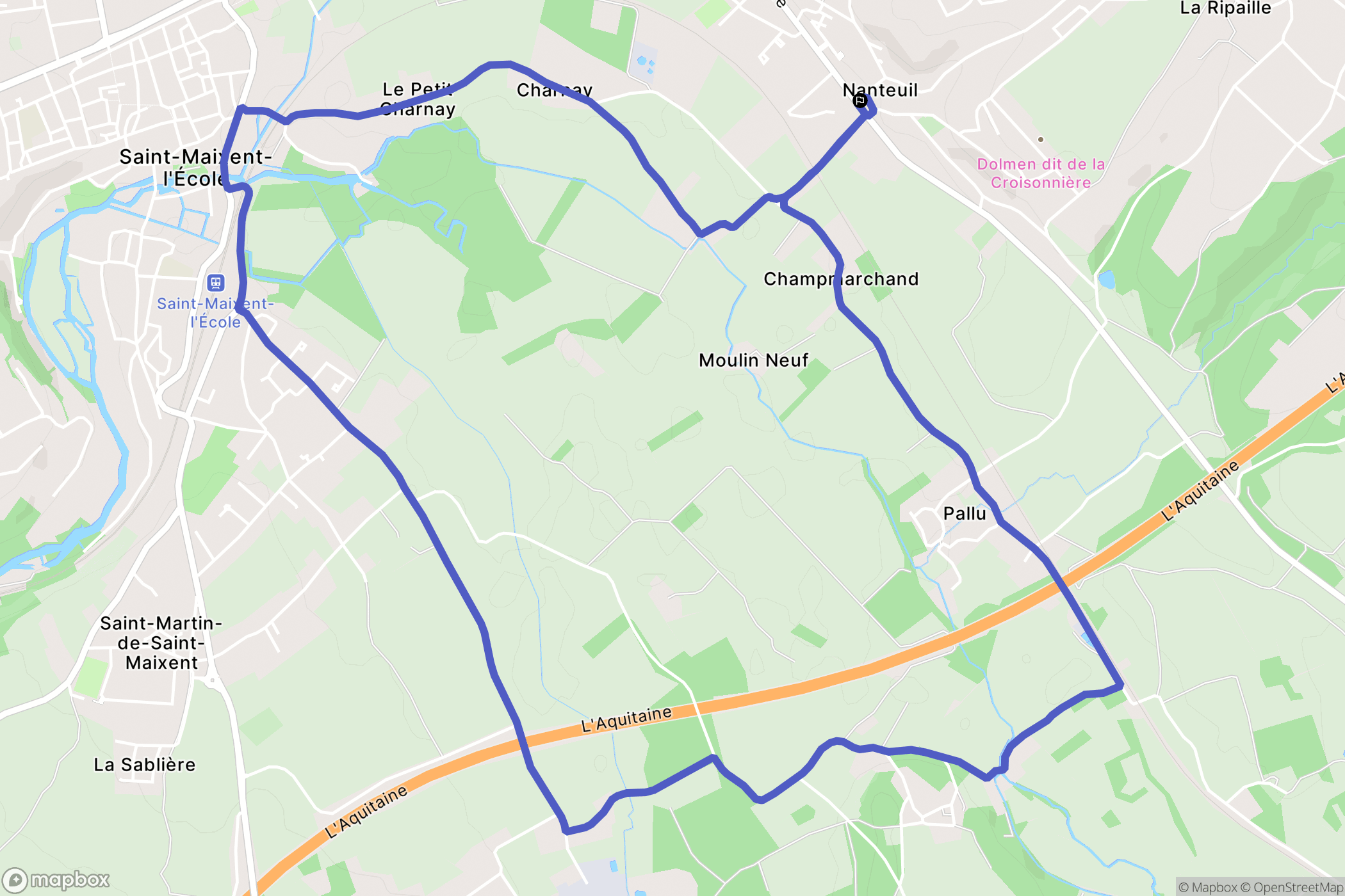 Nanteuil : carte du parcours de randonnée - France