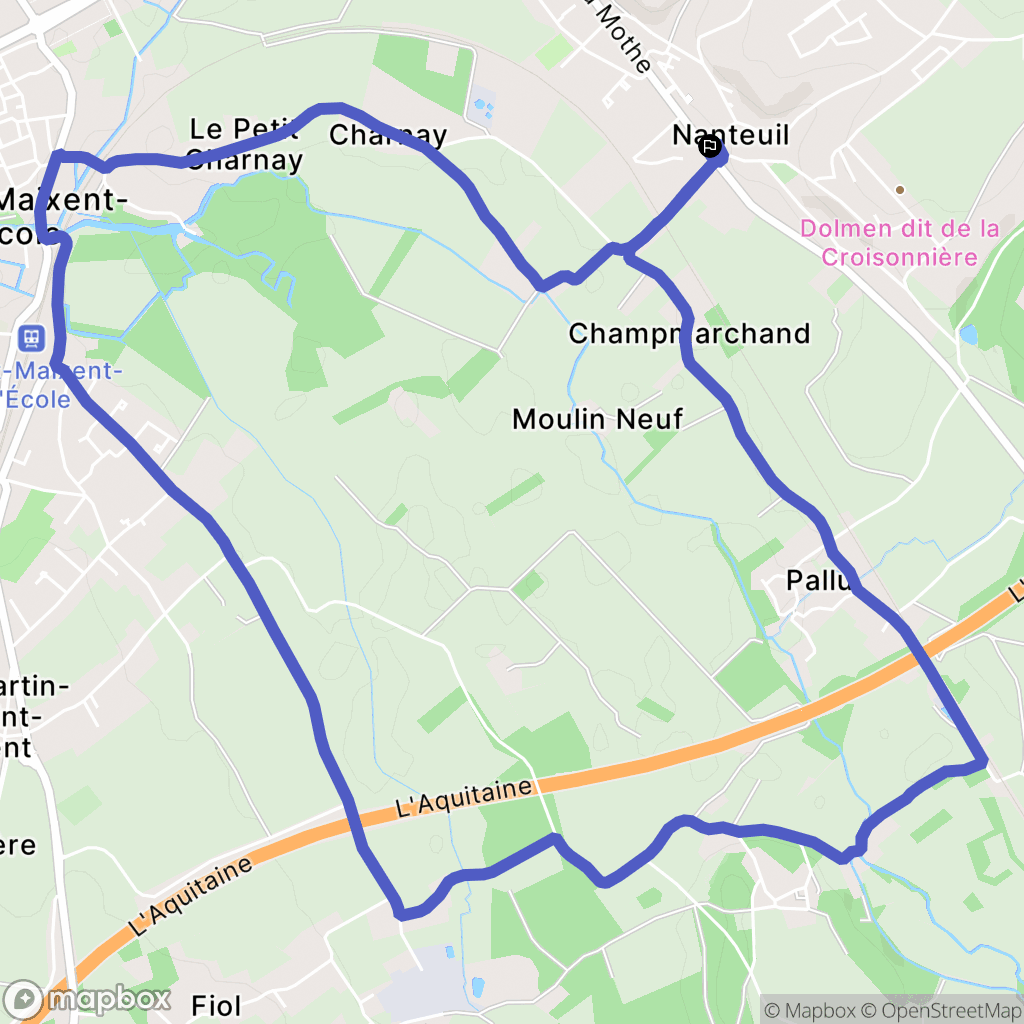 Nanteuil : carte du parcours de randonnée - France