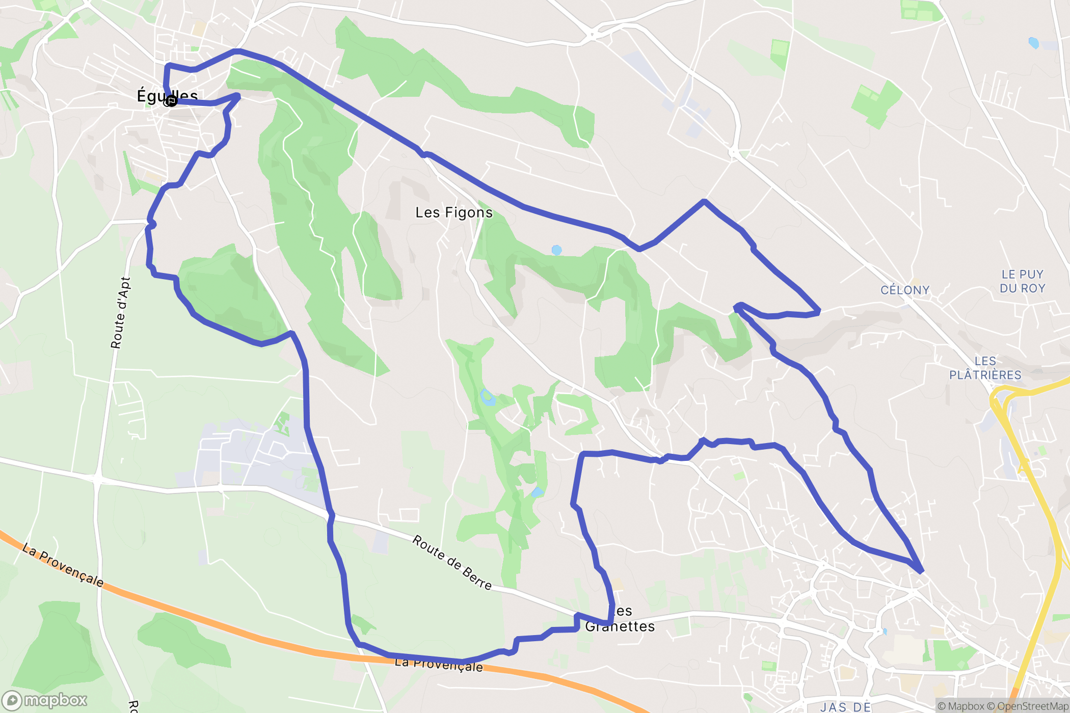 Éguilles : carte du parcours de randonnée - France