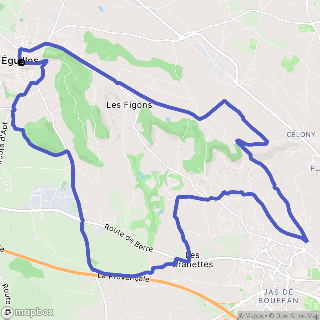 Éguilles : carte du parcours de randonnée - France