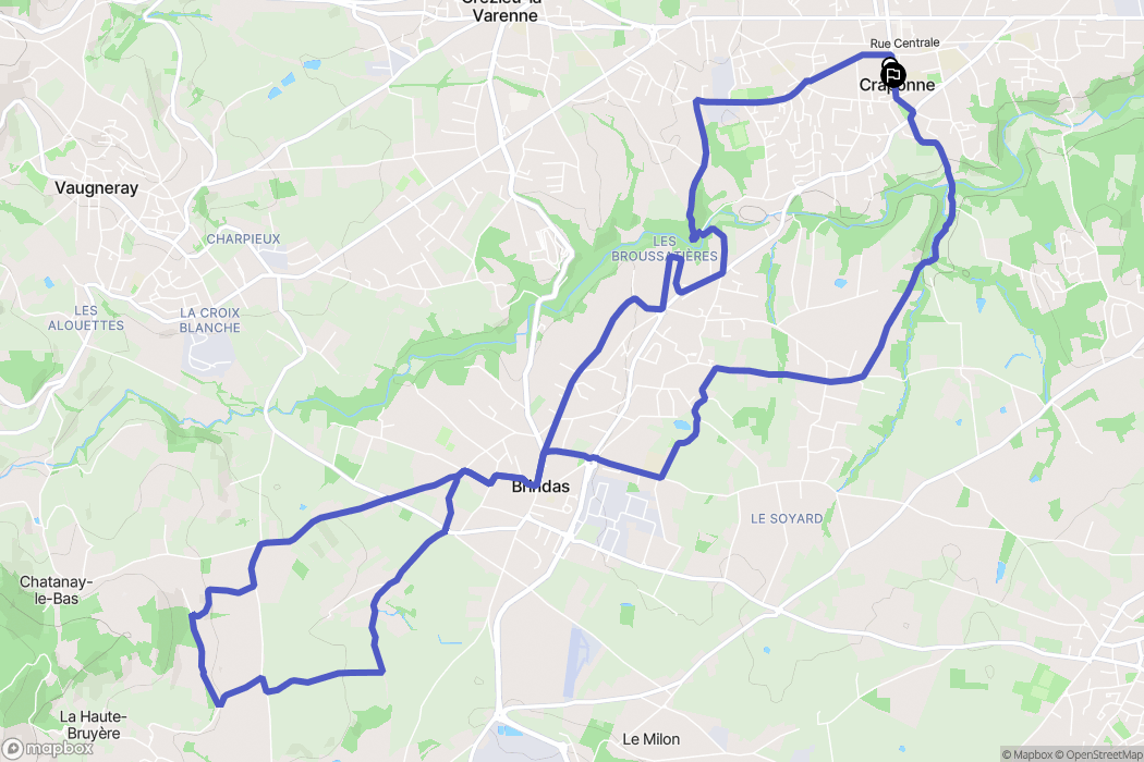 Craponne : carte du parcours de randonnée - France