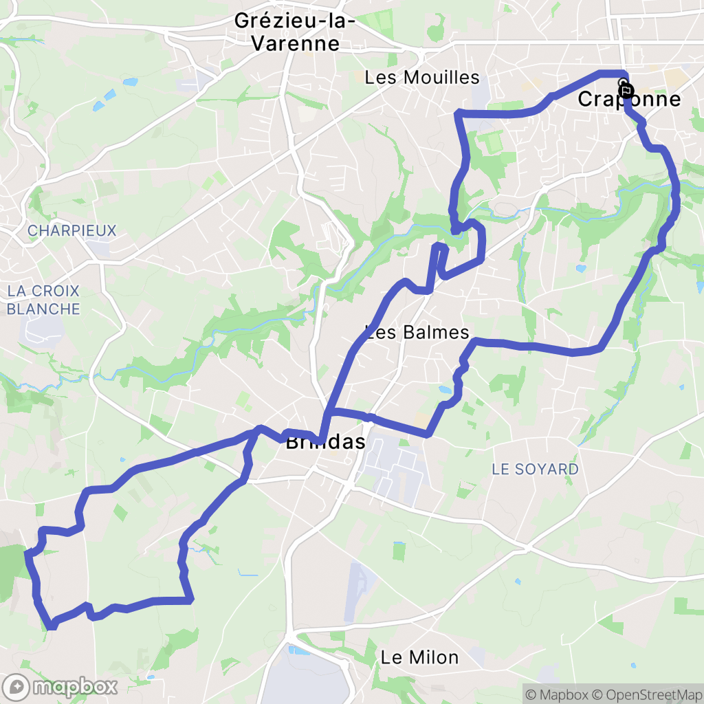Craponne : carte du parcours de randonnée - France
