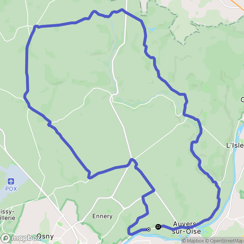 Auvers-sur-Oise : carte du parcours de randonnée - France