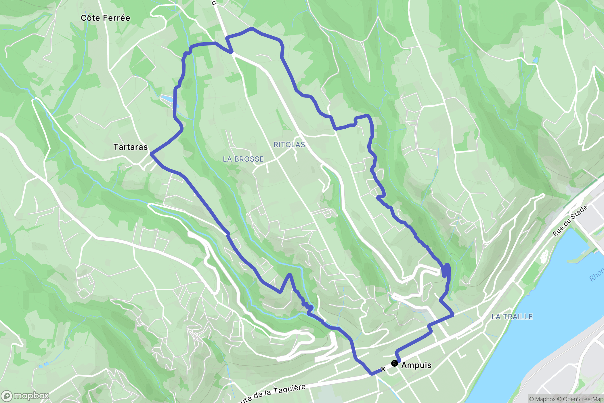 Ampuis : carte du parcours de randonnée - France