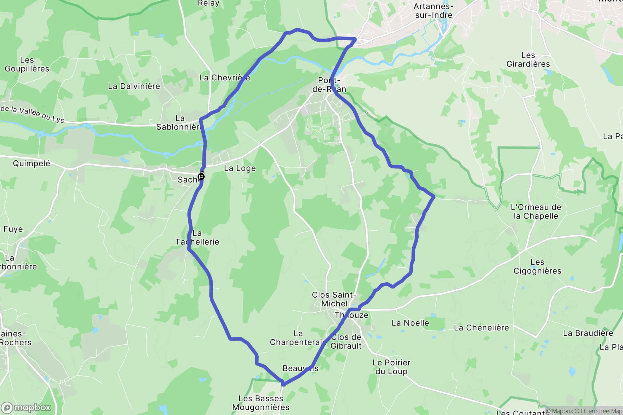 Saché : carte du parcours de randonnée - France