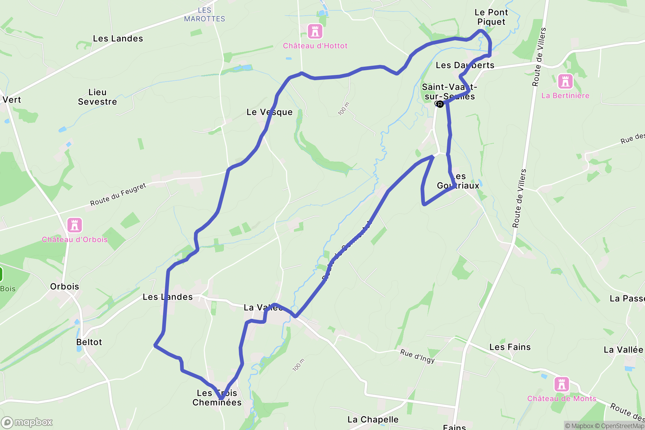 Saint-Vaast-sur-Seulles : carte du parcours de randonnée - France