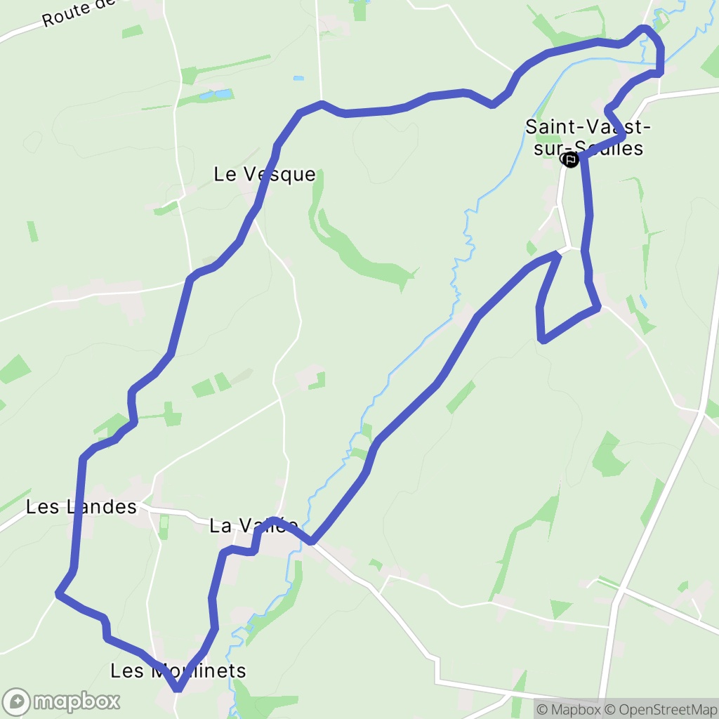 Saint-Vaast-sur-Seulles : carte du parcours de randonnée - France