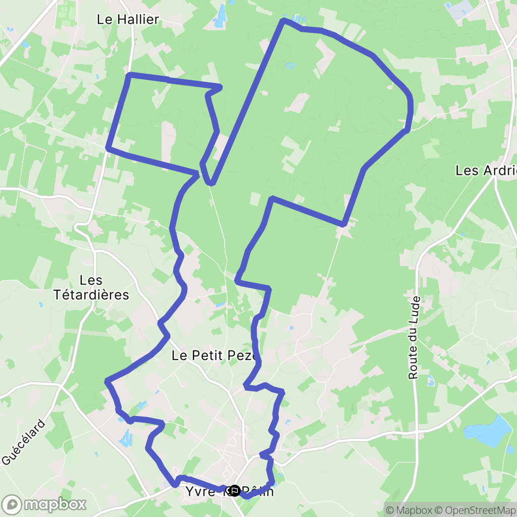 Yvré-le-Pôlin : carte du parcours de randonnée - France