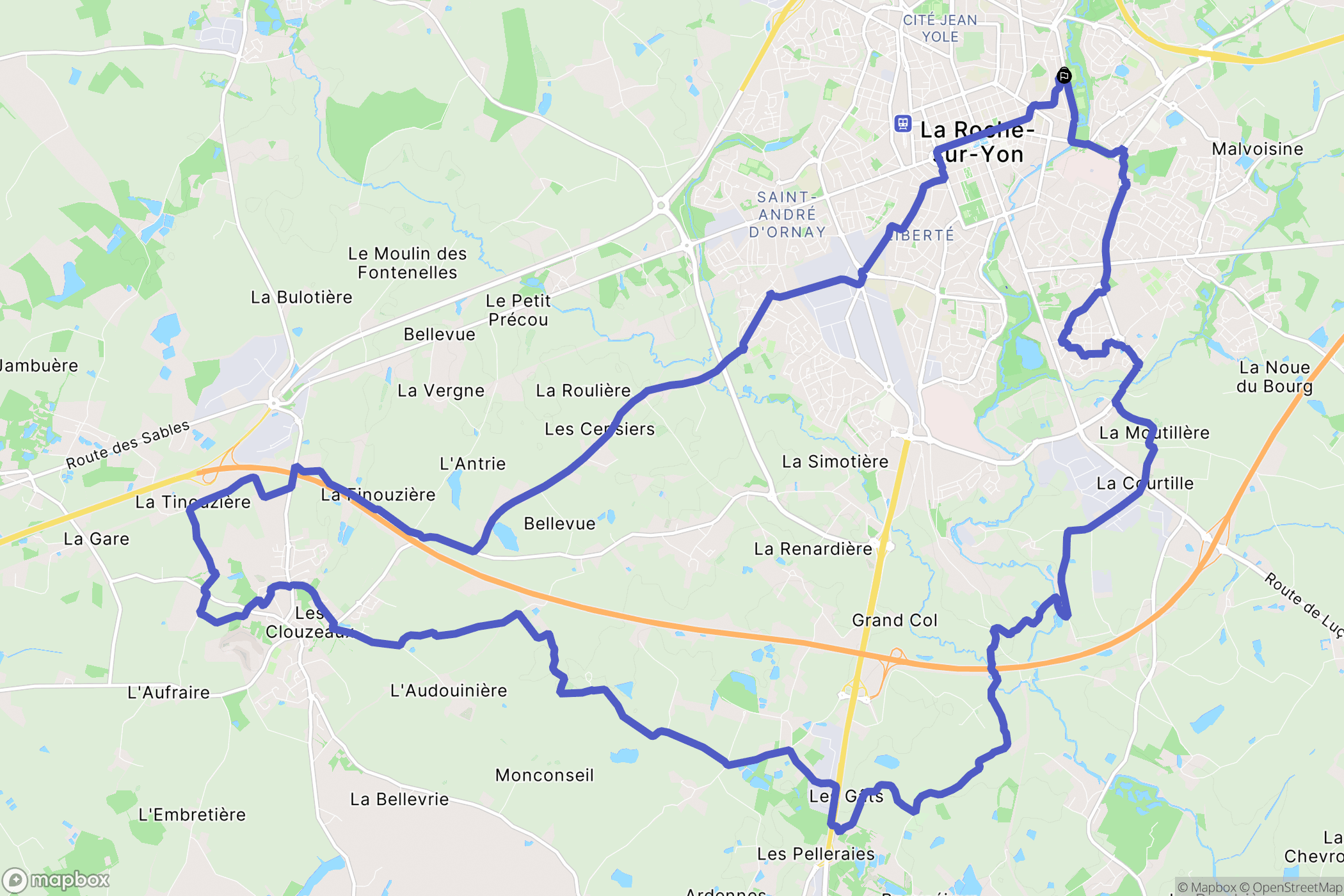 La Roche-sur-Yon : carte du parcours de randonnée - France