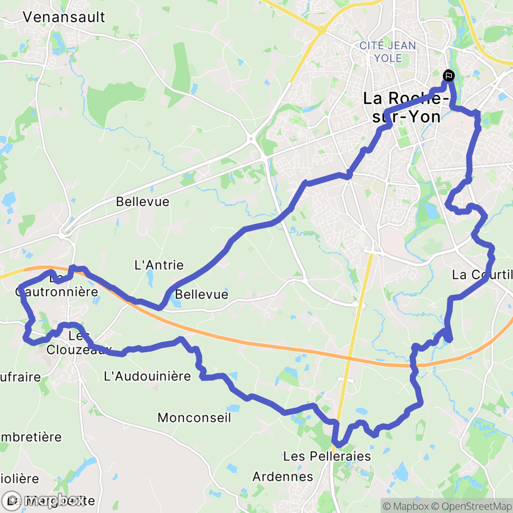 La Roche-sur-Yon : carte du parcours de randonnée - France