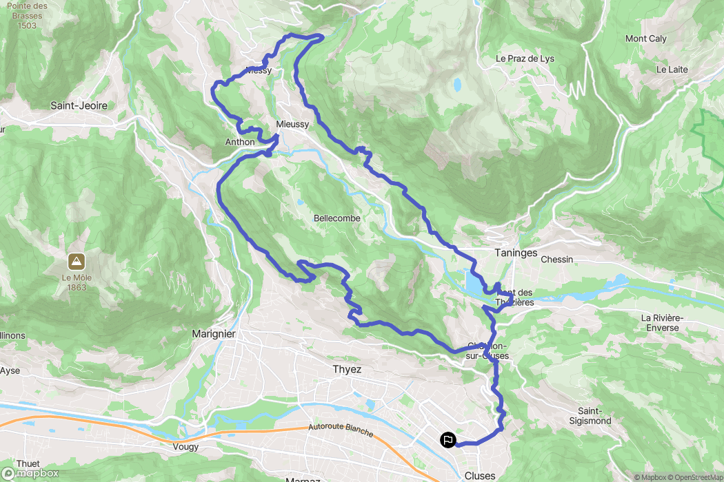 Cluses : carte du parcours de randonnée - France