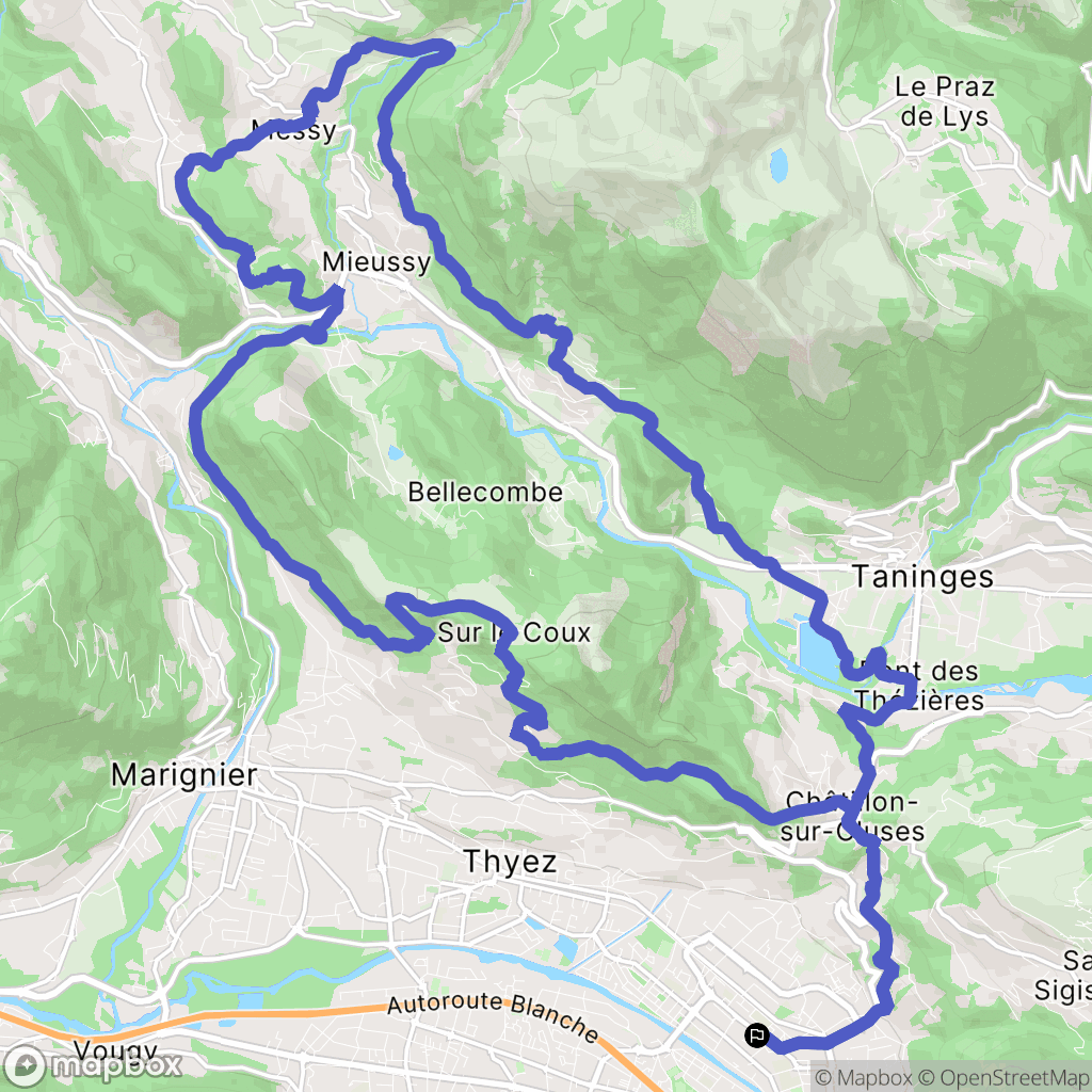 Cluses : carte du parcours de randonnée - France