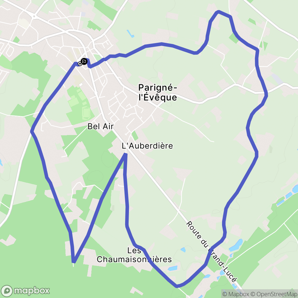Parigné-l'Évêque : carte du parcours de randonnée - France