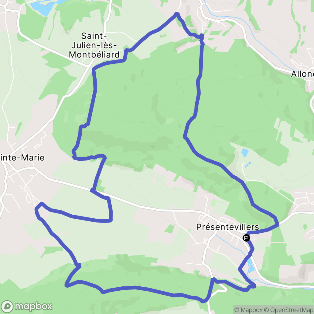 Présentevillers : carte du parcours de randonnée - France