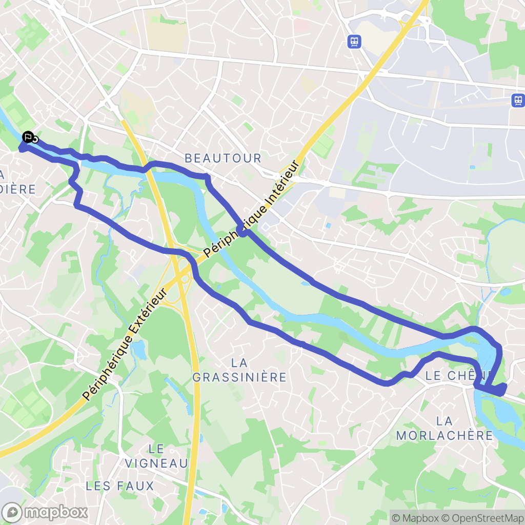 Nantes : carte du parcours de randonnée - France