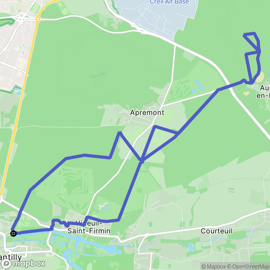 Chantilly : carte du parcours de randonnée - France