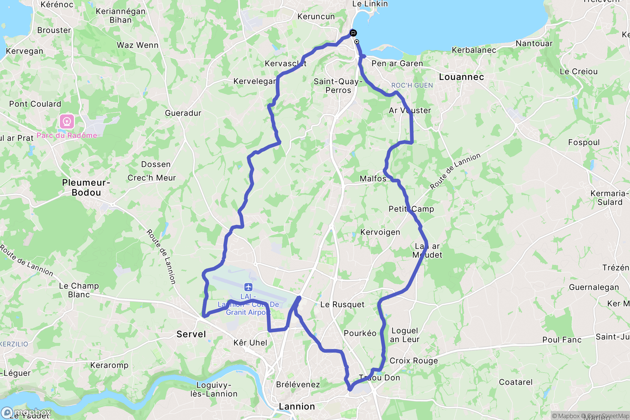 Perros-Guirec : carte du parcours de randonnée - France