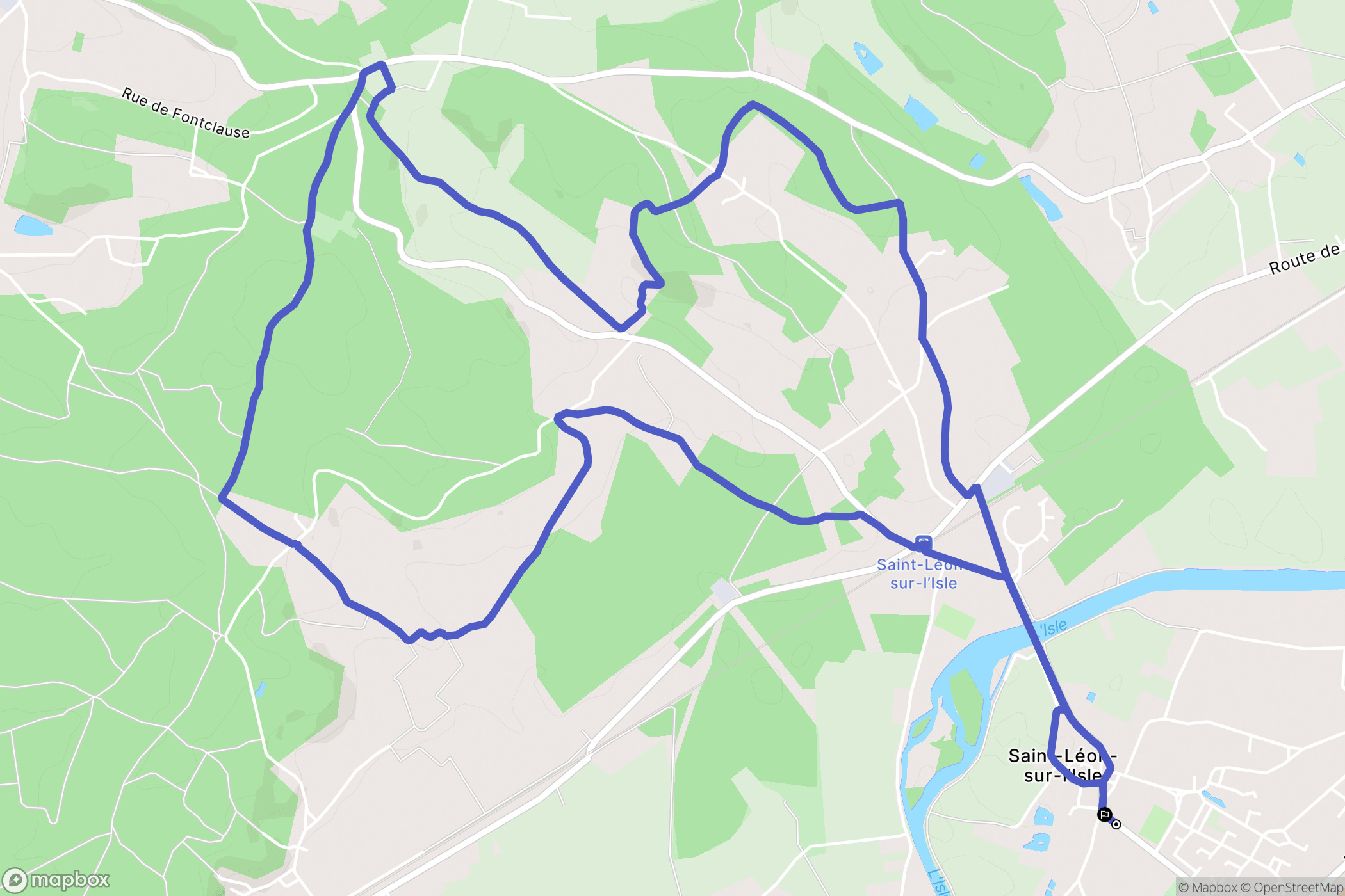 Saint-Léon-sur-l'Isle : carte du parcours de randonnée - France