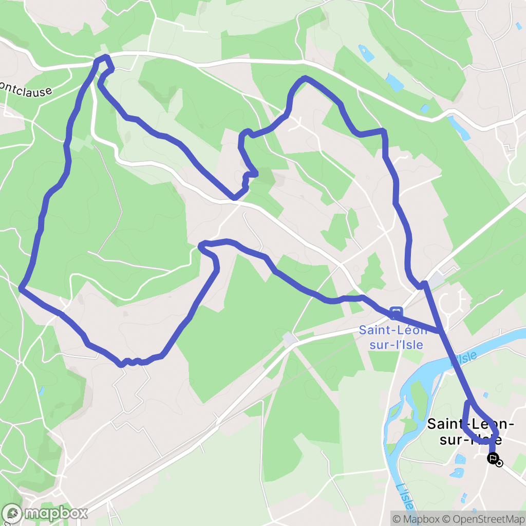 Saint-Léon-sur-l'Isle : carte du parcours de randonnée - France