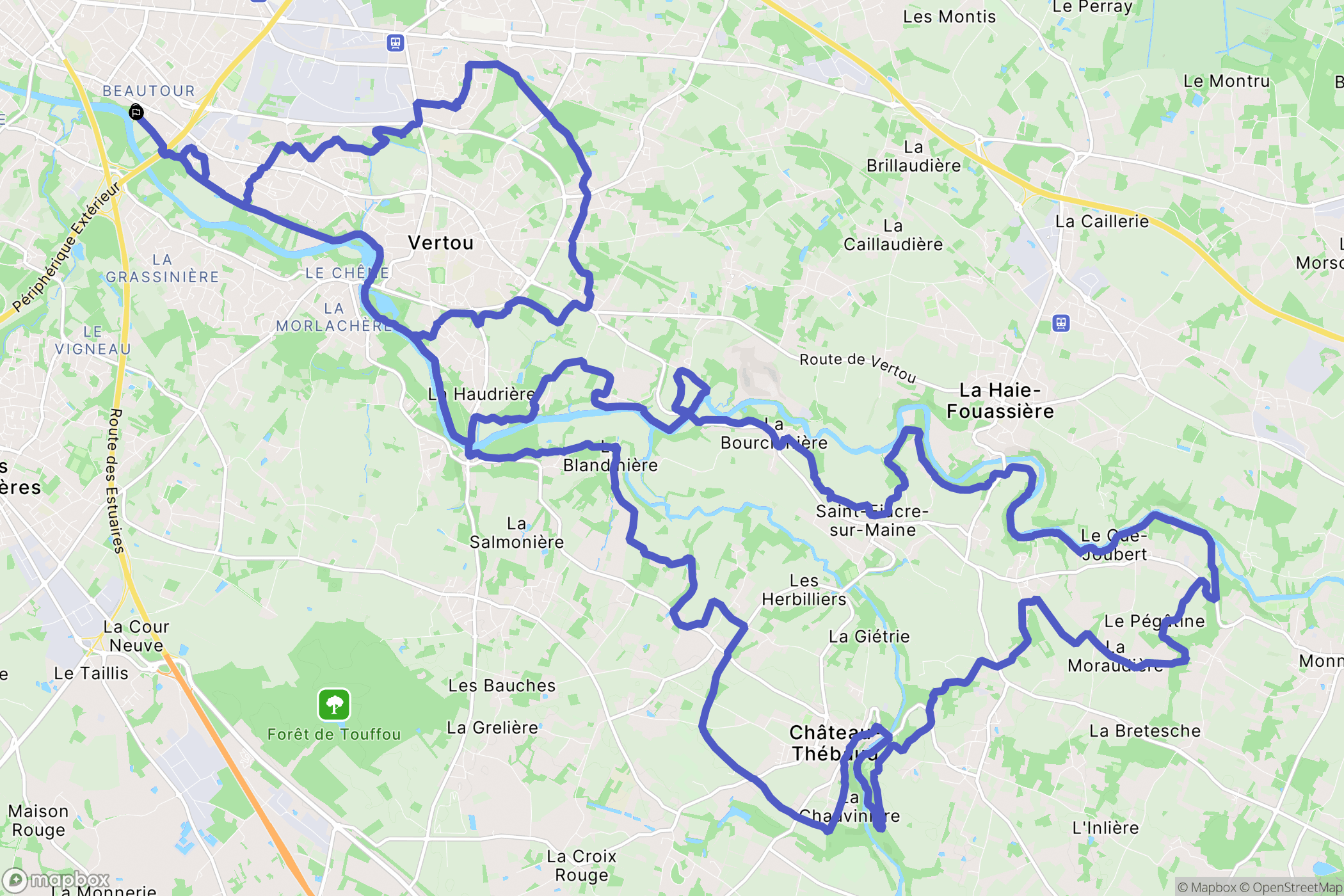 Vertou : carte du parcours de randonnée - France