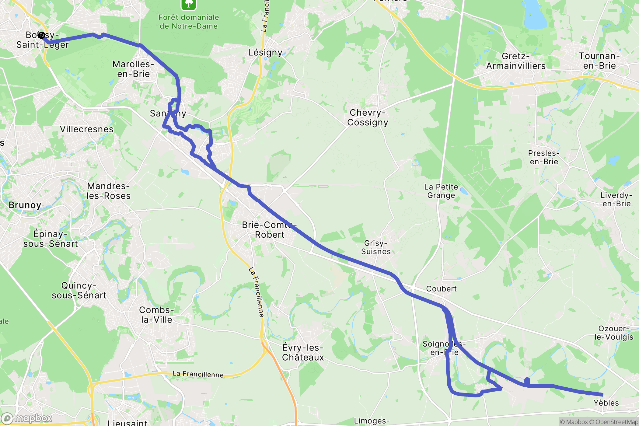 Boissy-Saint-Léger : carte du parcours de randonnée - France