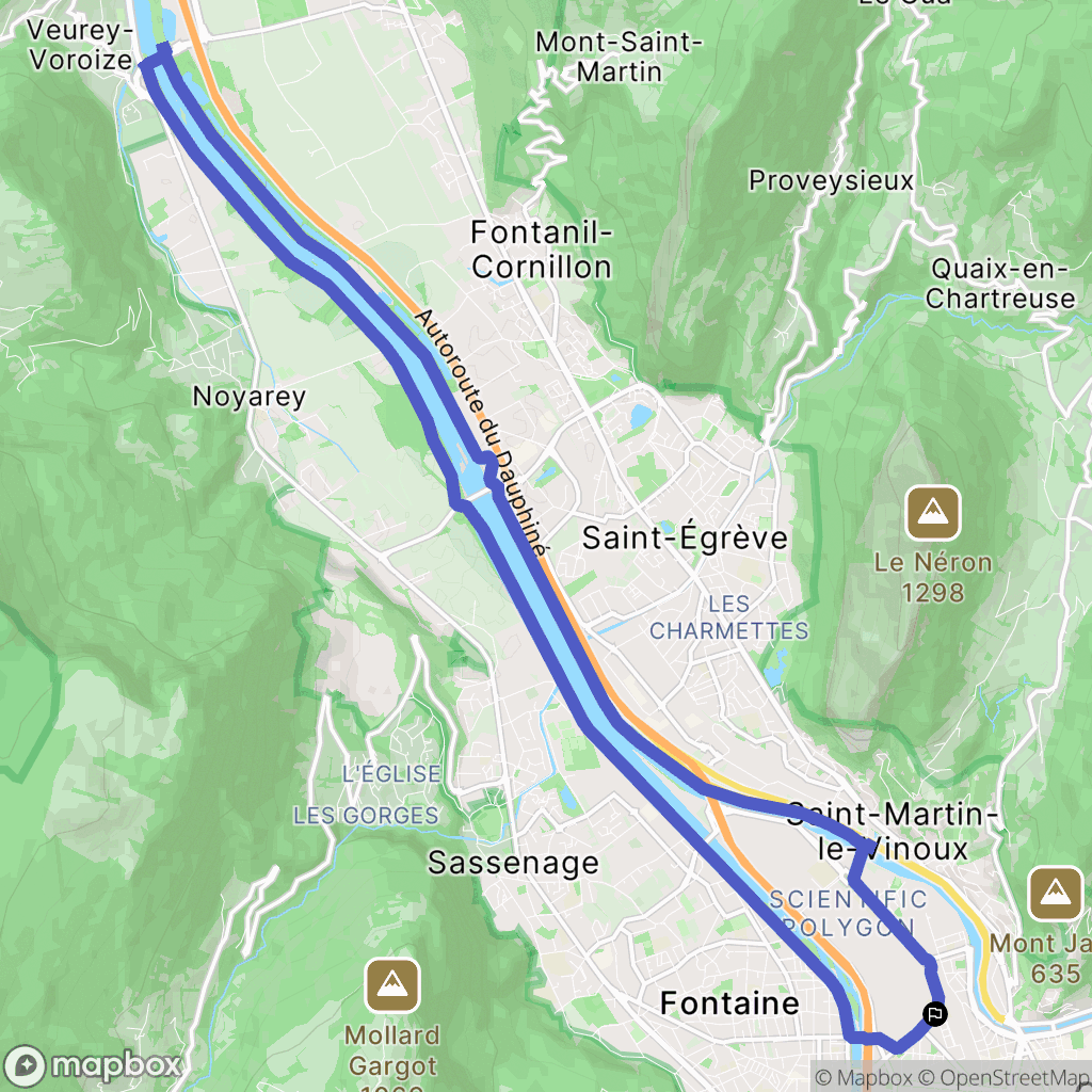 Grenoble : carte du parcours de randonnée - France