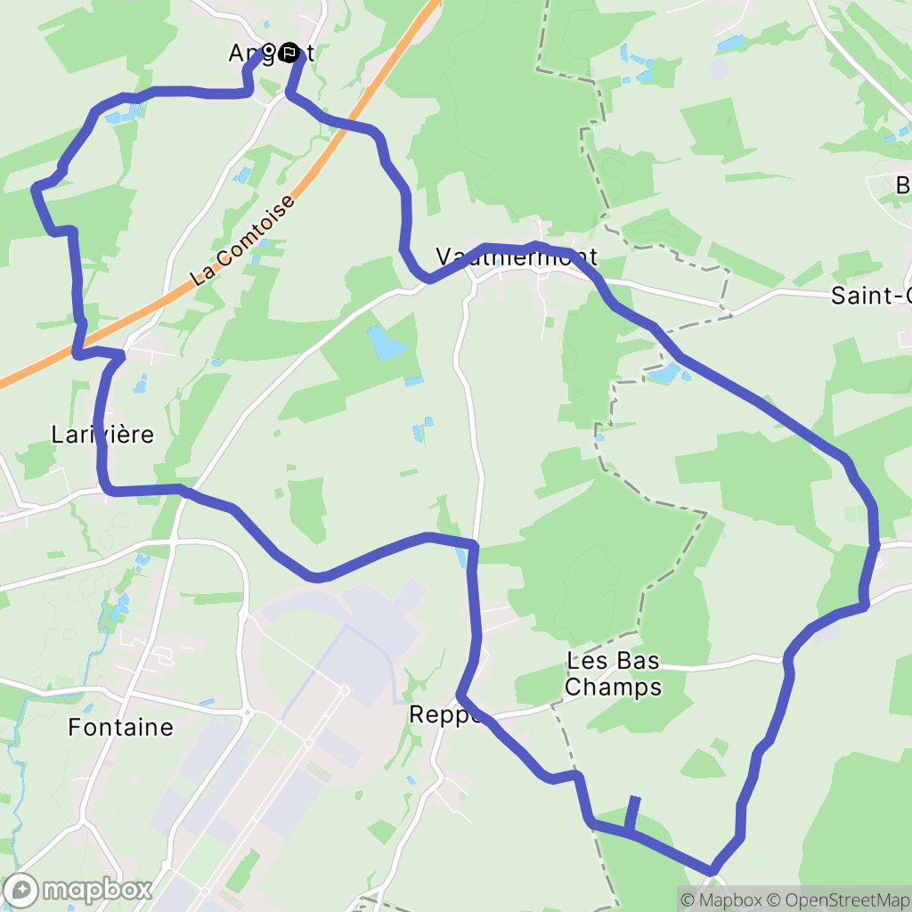 Angeot : carte du parcours de randonnée - France