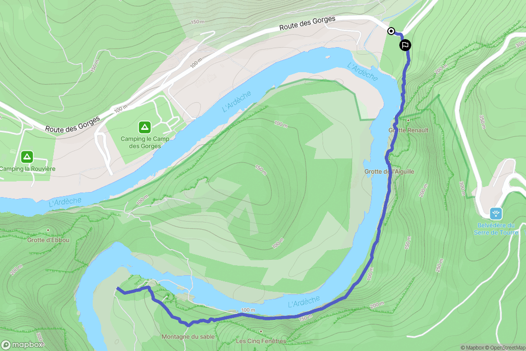 Vallon-Pont-d'Arc : carte du parcours de randonnée - France