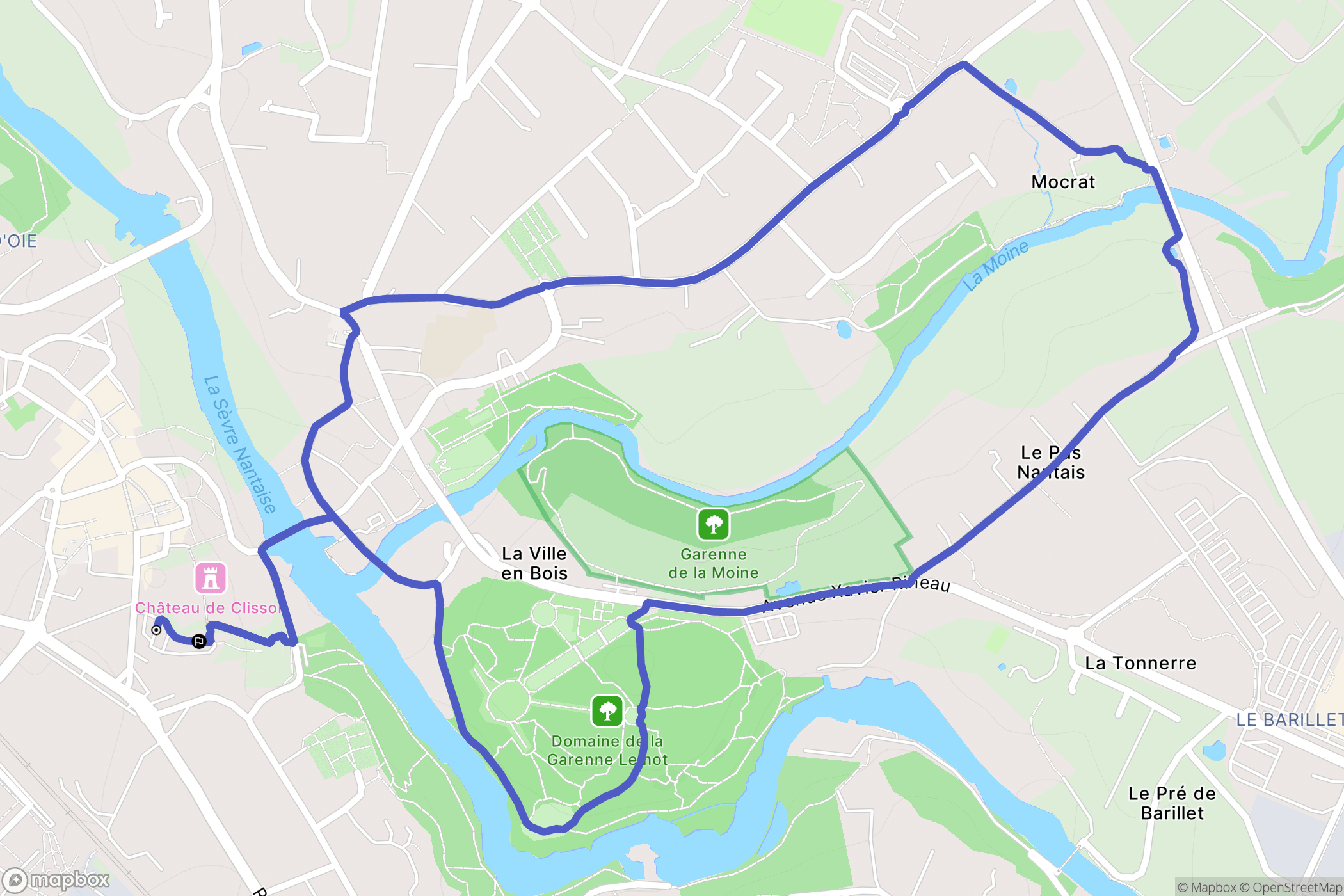 Clisson : carte du parcours de randonnée - France