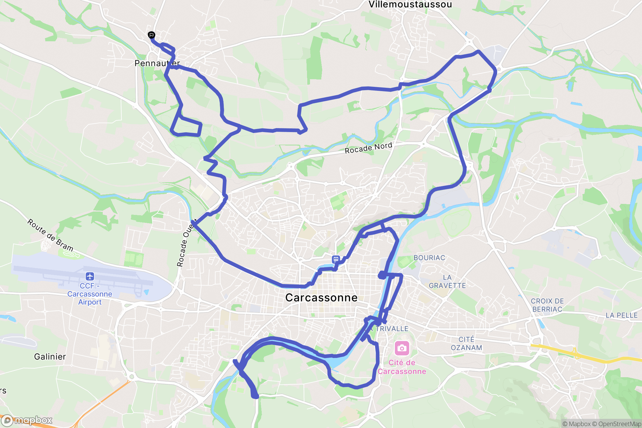 Pennautier : carte du parcours de randonnée - France