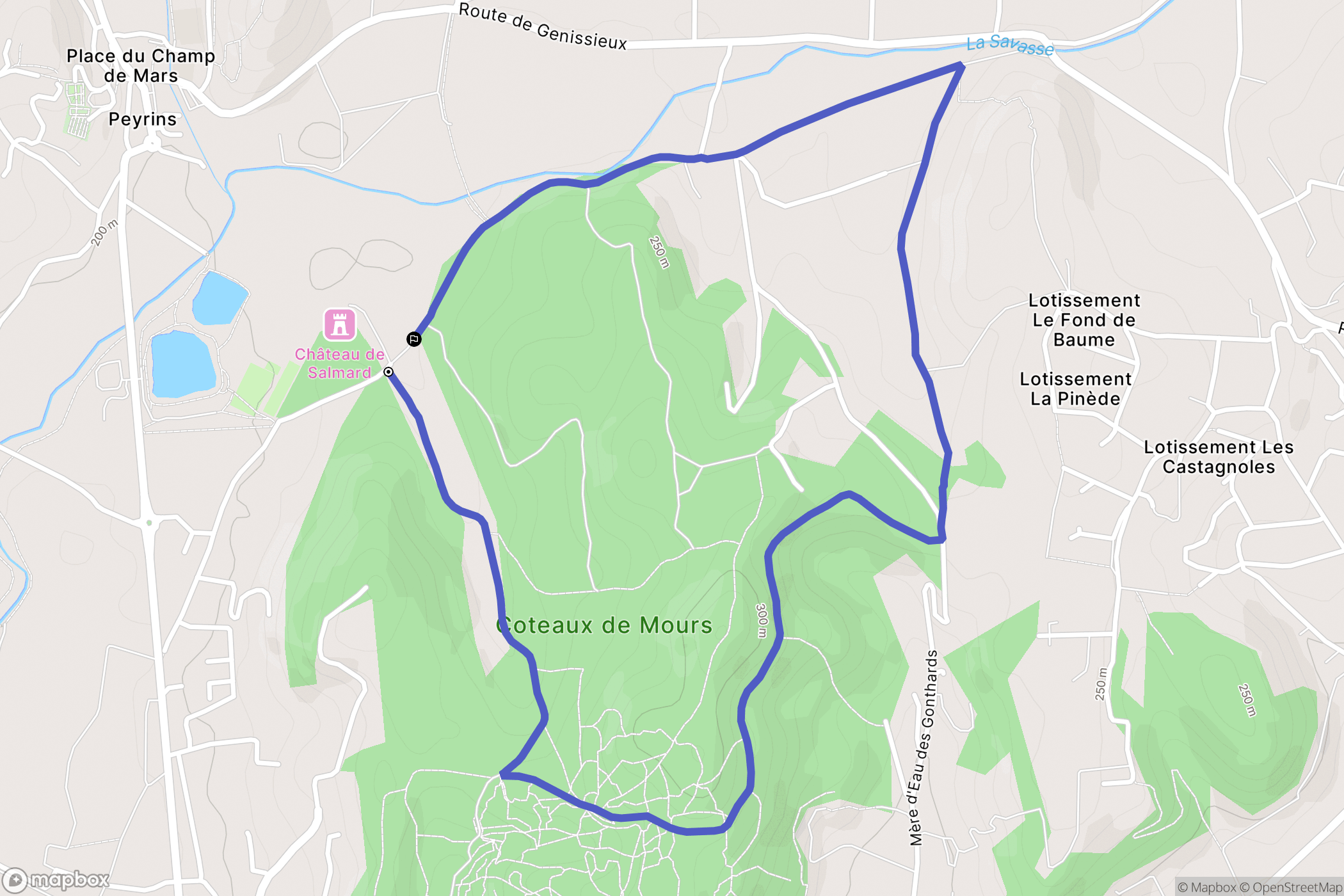 Peyrins : carte du parcours de randonnée - France