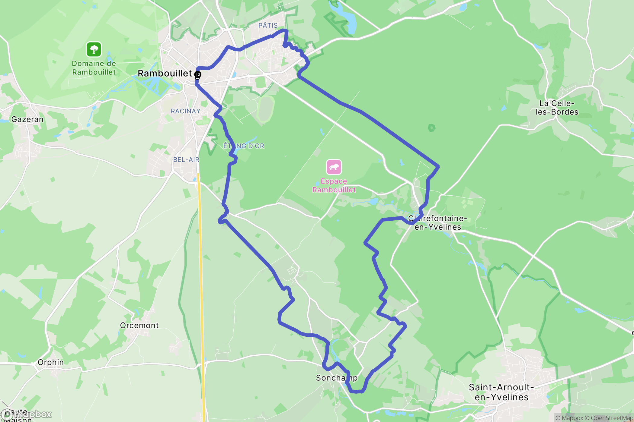 Rambouillet : carte du parcours de randonnée - France