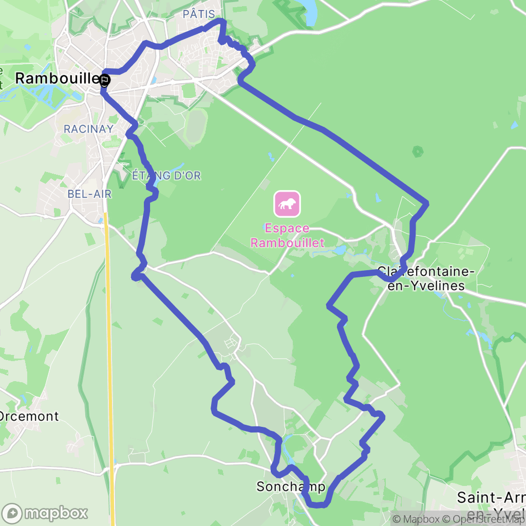 Rambouillet : carte du parcours de randonnée - France